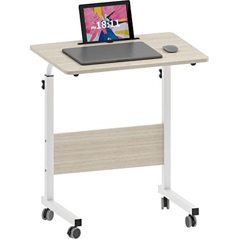 NEED Table Ordinateur Portable à roulettes Support Tablette 60 x 40cm Table Appoint pour Ordinateur Portable au Bord du Lit, du Canapé