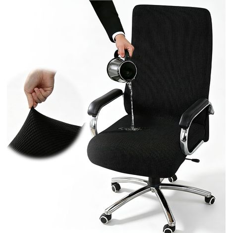 Funda elástica negra para asiento – 130 × 50 cm – para silla de oficina o silla gaming – Altura ajustable de 70 a 80 cm, ancho de 45 a 58 cm – Dos cremalleras – Lavable a máquina – Antideslizante (1/5)