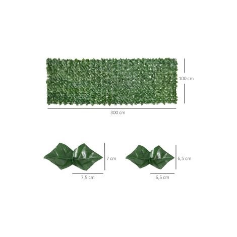 Haie artificielle brise-vue vert foncé 300 x 100 cm avec feuillage décoratif, entretien facile et protection UV pour jardin (1/5)