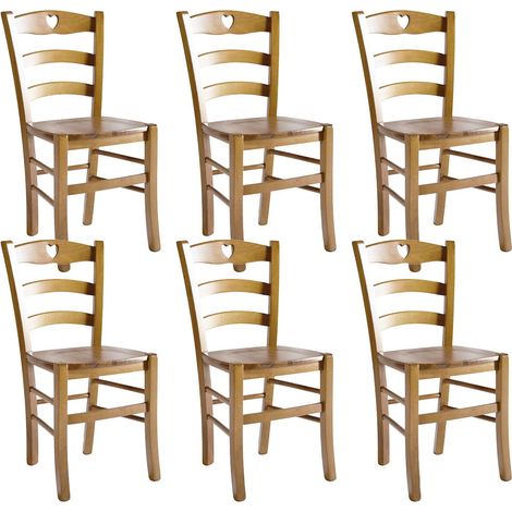 NAPLES - Lot de 6 Chaises Teinté Chêne et Assises en Bois (1/2)