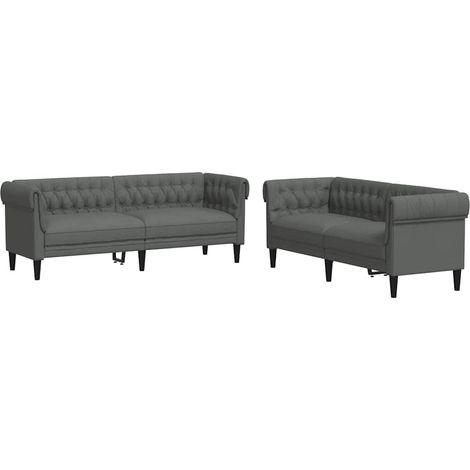 Sofá de sala 2 pcs Gris oscuro 201,5 x 74,5 x 74,5 cm tela vidaXL