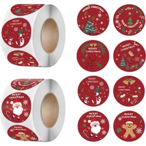 Etiquettes Cadeau Noël - 1000 Pièces - Autocollantes - 1,5 Pouces - Multicolore (1/4)