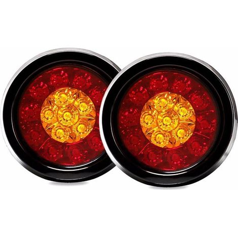 pezzi - Fanale posteriore bicolore a 16 LED con anello in gomma, fanale posteriore rotondo rosso e giallo per camion, adatto per Kamon Mk-272 (1/5)