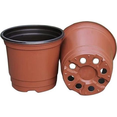 Packung mit 100 flexiblen Kunststofftöpfen, 10 cm – 8 Abflusslöcher zur Belüftung – Ideal für Sämlinge und Stecklinge (1/5)