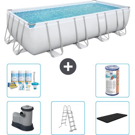 Piscine Rectangulaire Bestway Power Steel - 549 x 274 x 122 - Grise - Comprend des Accessoires CB29