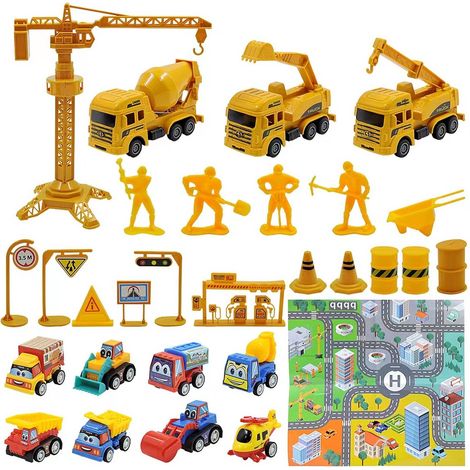 Autres décorations de Noël, boîte surprise de voitures miniatures en alliage pour enfants - Cadeaux de voitures pour garçons - 24 pièces - Calendrier de l'Avent - Cadeau de Noël