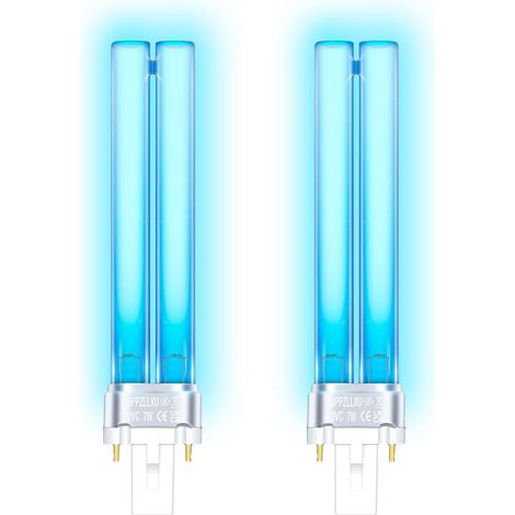 Lot de 2 Ampoule G23, 7W, Quartz, 253,7nm, Filtre UVC, Étang (1/5)