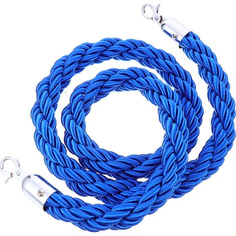 Corde de barrière avec crochets bleu 1,5 m pour poteau stanchion contrôle des foules résistante en musée et exposition (1/5)