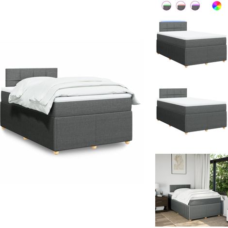 Sommier à lattes de lit avec matelas gris foncé 120x190cm tissu - Sommier À Lattes De Lit - Sommiers À Lattes De Lit - Lit - Meuble De Chambre À Coucher (1/5)