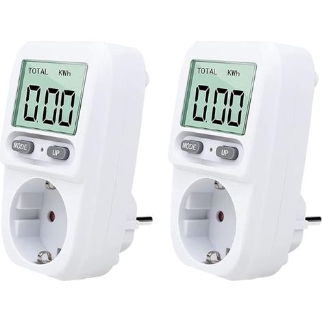 BRAVIX 2PC Wattmetre Prise, Intelligente Portable Prise Compteur D'énergie avec L'écran D'affichage à Cristaux Liquides, Protection Contre Les Surcharges, Puissance Maximum 3680W, pour Domicile (1/5)