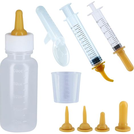 10 Pcs Pet Breeding Feeding Bottles Syringe Kit Feeding Kit and Mini Nipples Replacement (1/5)