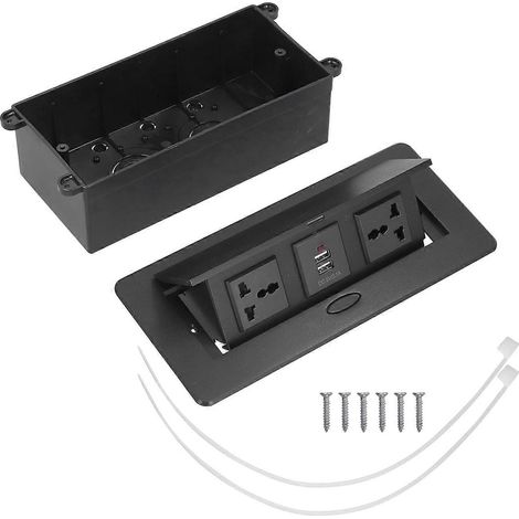Multiprise double USB escamotable pour bureau/maison, boîtier de connexion 250 V J29 (1/5)