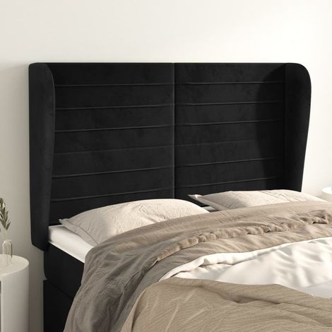 vidaXL Tête de lit avec oreilles Noir 147x23x118/128 cm Velours (1/5)