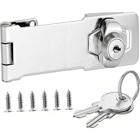 Loquet porte à clé à angle droit de 90 degrés avec bouton tournant pour placard, Cadenas à loquet en placard serrure verrou avec clés identiques (Silver - 4 Inch) (1/5)