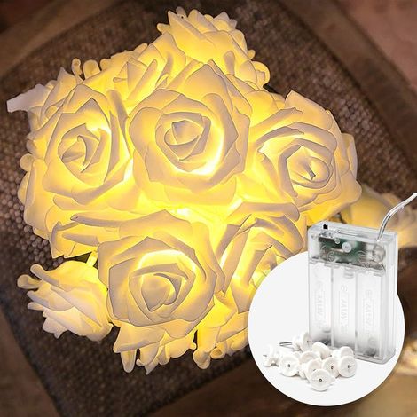 Lichterkette, 20 LED-Blumen, warmweiß, 4 m, mit Timer, für den Innenbereich, Schlafzimmer, Dekoration (1/5)