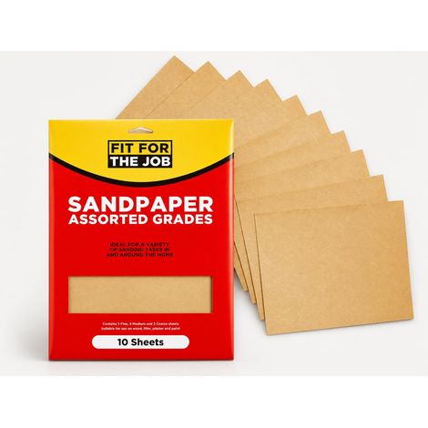 10 feuilles papier de verre 3 x fins, 4 x moyens, 3 x gros (1/5)