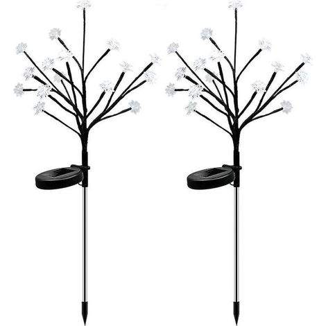 Lampes solaires d'extérieur pour jardin - Branches fleuries à faire soi-même pour allée, terrasse, pelouse, jardin - Lot de 2 lampes solaires d'extérieur en forme d'étoile (1/5)