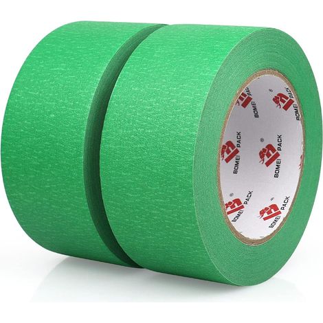 2 rouleaux Ruban de Masquage Peinture 50mm x 50m - Vert Ruban Adhésif décoratif Ruban de peinture à usage général (1/5)
