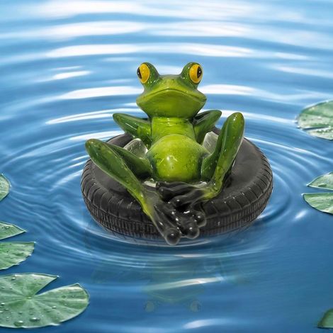 Mini Grenouille Décorative Pour Bassin En Résine Flottante, Figurine De Grenouille Flottante Vert, Décoration De Bassin De Jardin Extérieure, 8,5 X 15,5 Cm (1/5)