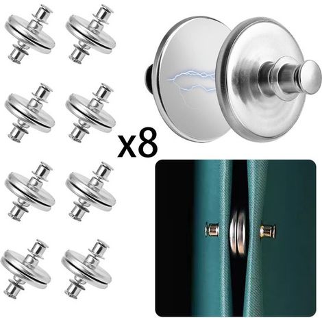 Coppia di clip magnetiche per tende con perni, clip laterali anti-perdita per tende da doccia per casa, camera da letto, ufficio - Argento (1/5)