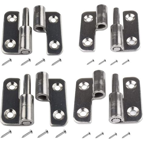 Set mit 4 abnehmbaren 3,8 cm Türbändern, Klapptürbändern, kleinen Schiebegelenk-Fahnenbändern (2 Stück für Rechtshänder + 2 Stück für Linkshänder)