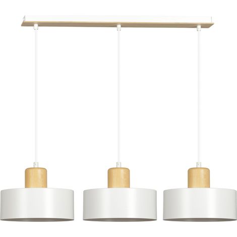 Lampadario Emibig TORIN 3, 3xE27 bianco legno chiaro (1/5)