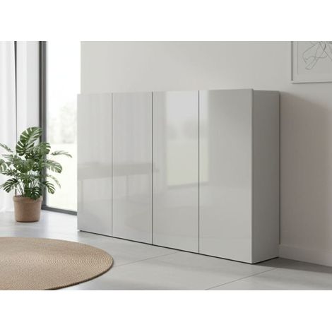 Scarpiera Abdul, Mobile Portascarpe 10 Ripiani, 36 Paia Made in Italy, 34x160x115h cm Grigio