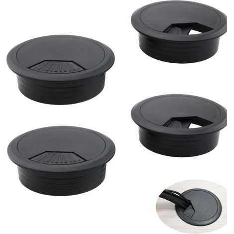 4 passe-câbles - Ø60 mm - Cache-câbles rond - Pour la maison et le bureau - Noir (1/5)