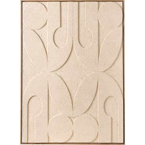 Lienzo decorativo diseño minimalista hecho a mano materiales sintéticos marco de madera de pino beige Coleraine (1/5)