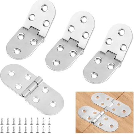 Lot de 8 petites charnières pliantes pour table pliante à 180 ° - Petites charnières pour tables, portes, machines à coudre (argentées) (1/5)