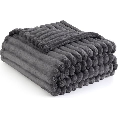 1 pièce Couverture douillette, velours côtelé épais, couverture polaire grise kaki 150x200 cm pour lit ou canapé