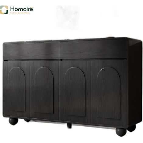 Flur- Garderobenschrank MDF schwarz 140 x 38 x 89 cm HOMAIRE (1/5)