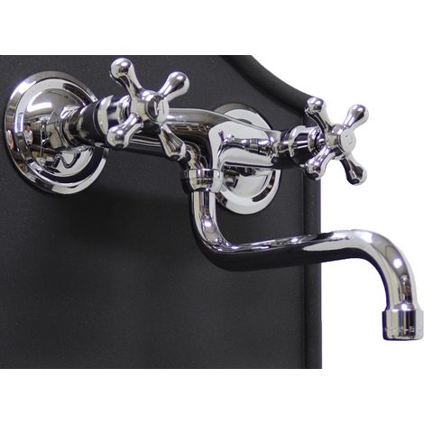 Gruppo lavello modello 404/C miscelatore per lavandino vasca fontana da giardino in ottone cromato