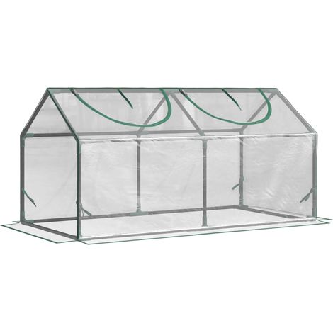 Mini-Gewächshaus aus transparentem PVC 120 x 60 x 60 cm mit Fenster, Stahlgestell (1/5)