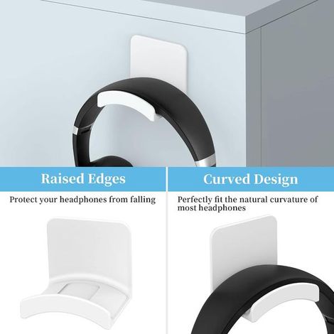 Support adhésif universel pour casque audio, crochet de bureau, support pour la plupart des casques et manettes, lot de 2 (1/4)