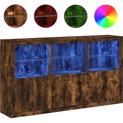 Maison Exclusive - Aparador con luces LED roble ahumado 181,5x37x (1/5)