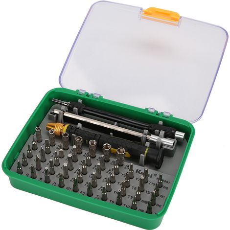 Jeu de tournevis multifonctions 51 en 1 avec poignée en silicone souple antidérapante, conçu pour faciliter l'utilisation. (1/5)