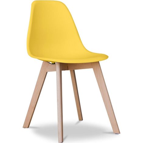 ORION91oficial® - Silla ARA Color Amarillo Curry Asiento Polipropileno y Patas Haya (83x46x55 cm) Estilo Escandinavo, Comedor, Hostelería, Oficina, Salón, Teletrabajo, Cocina - spaziOrion91 (1/5)