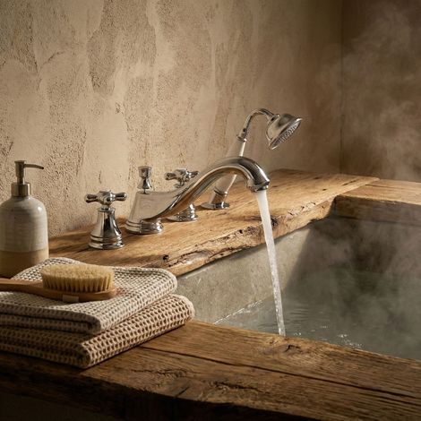 PaulGurkes Robinet de baignoire 4 trous Style rétro Nostalgie Mélangeur Vintage
