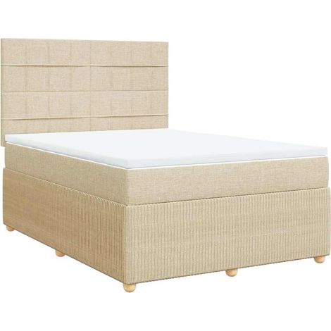 Maison Exclusive - Sommier à lattes de lit avec matelas Crème 160x200 cm Tissu (1/5)