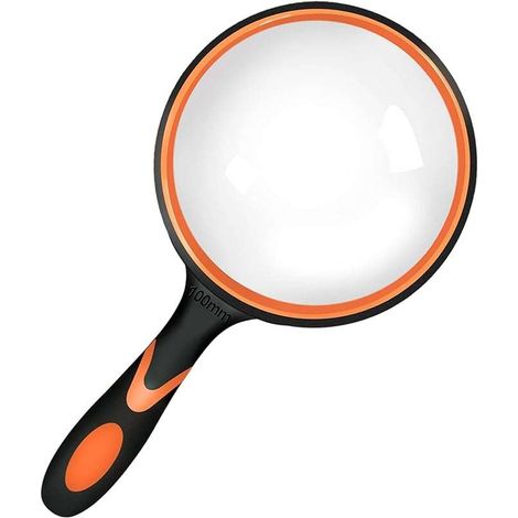 Lente d'ingrandimento 4x per lettura, portatile, 100 mm, arancione