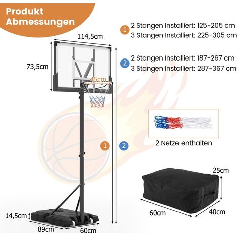 Outdoor basketball hoop with stand & weight bag & 2 nets basketball stand (1/5)