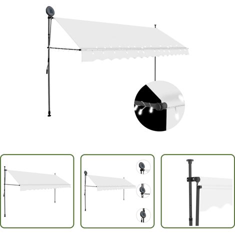 Handbetriebene Markise - Einziehbare Markise Handbetrieben mit LED 350 cm Creme (1/5)