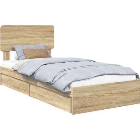 Storage Bed with Drawer Sonoma Oak 90 x 190 cm Engineered Wood vidaXL