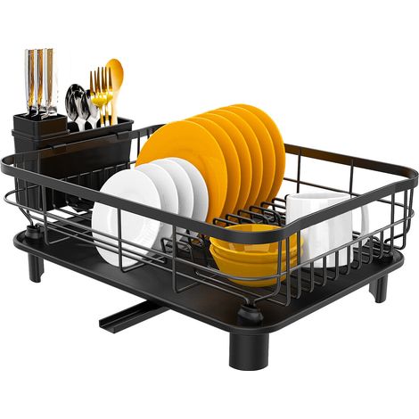 Égouttoir à vaisselle simple, égouttoir à vaisselle auto-drainant en acier inoxydable au design polyvalent, porte-couverts peu encombrant, sans outil-AquaForge (1/5)