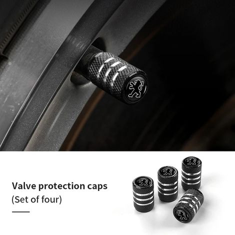 (Noir à carreaux) 4 bouchons de valve de pneu compatibles avec Peugeot 206 307 308 3008 207 208 407 508 2008 5008 107 106 205 4008 301 607 108 807 (1/5)