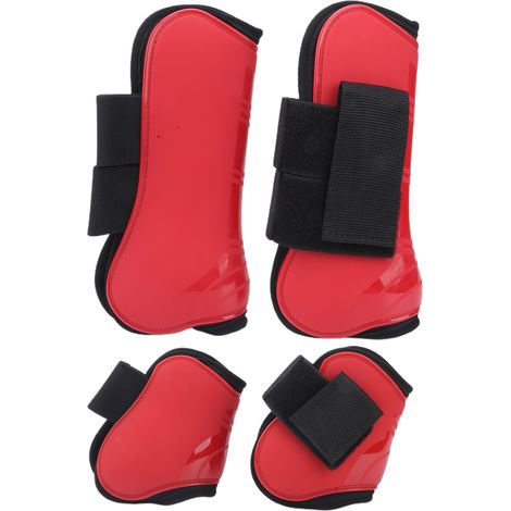 Guêtres de protection pour tendons de cheval, coque en PU épaisse, protège-jambes, rouge, taille L (1/5)