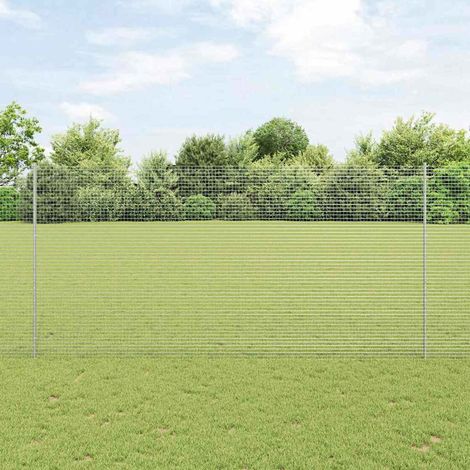 Zaun mit Pfosten Silber 1,6 x 10 m Stahl