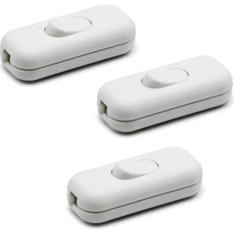 Pack de 3 Interrupteurs Unipolaires pour Lampe de Table Blanc 2A 250V Installation Facile Basculant On/Off (1/4)