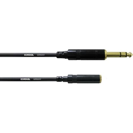 Rallonge audio [1x Jack mâle 6.35 mm - 1x Jack femelle 3.5 mm] Cordial CFM 3 VY 3.00 m